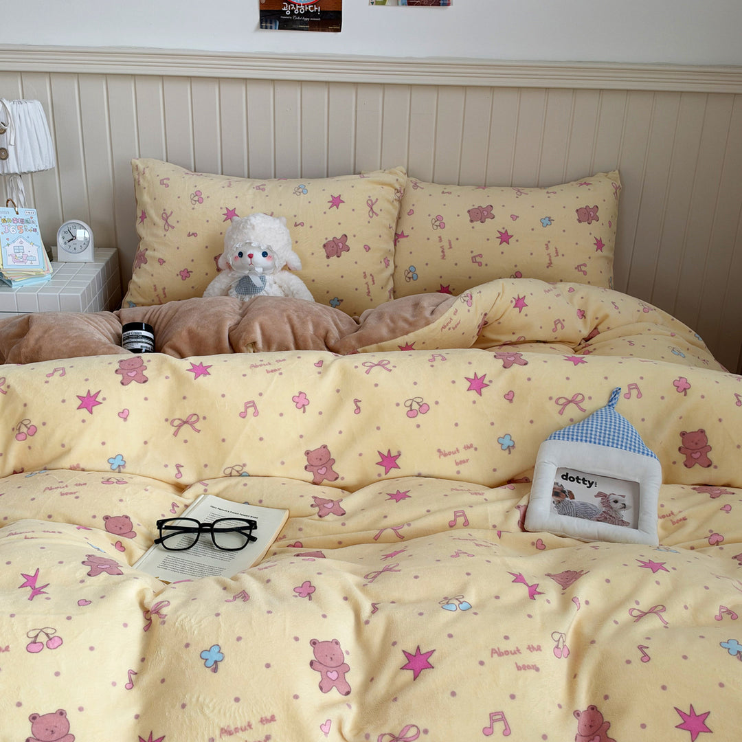 Cute Themed Fleece Bedding Set