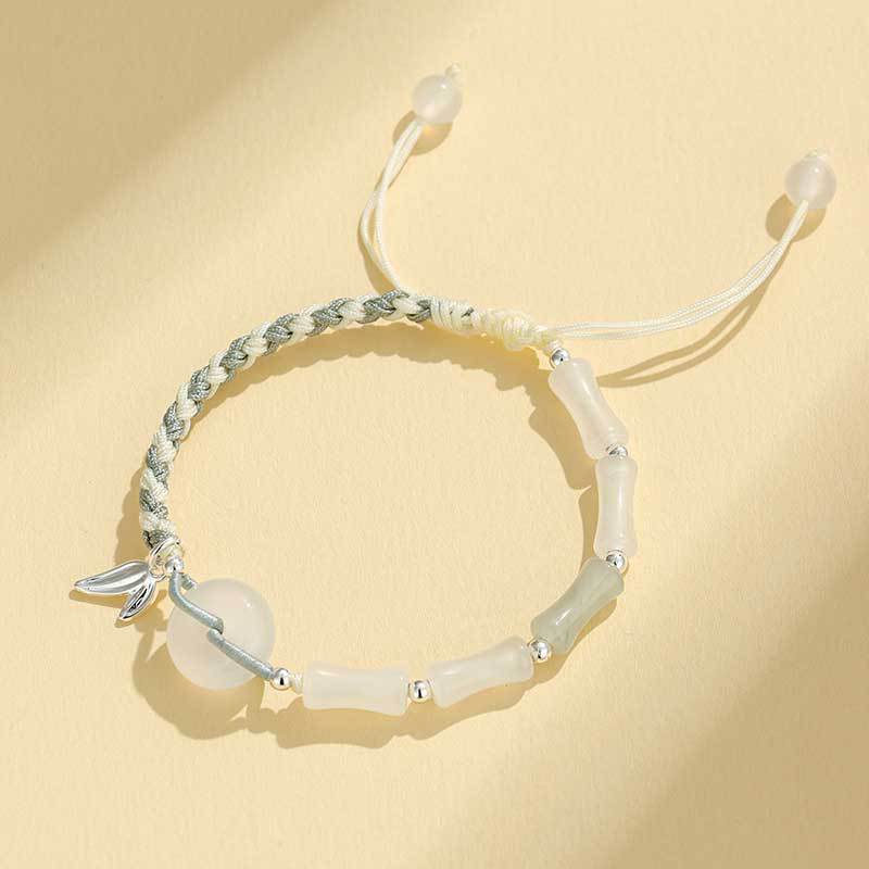 Adjustable Gemstone and Leaf Charm Bracelet Stornfield