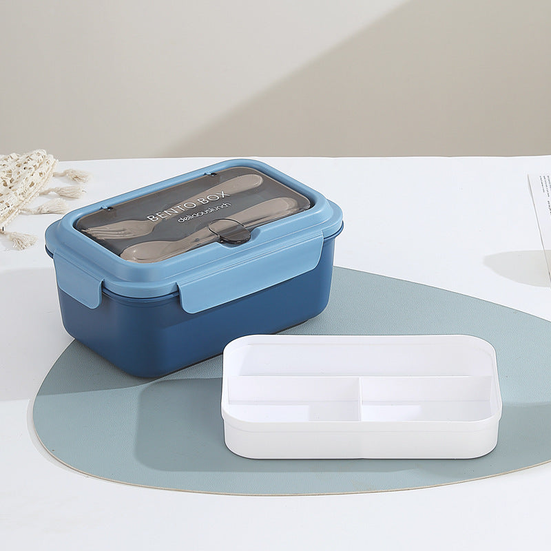 Multi-Compartment Bento Lunch Box with Integrated Utensils