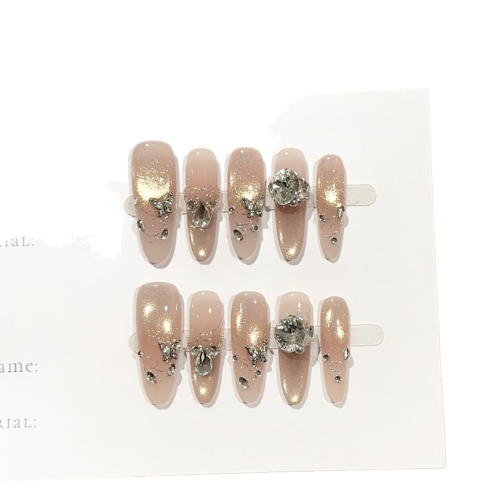 Glamorous Rhinestone Embellished Press-On Nail Set