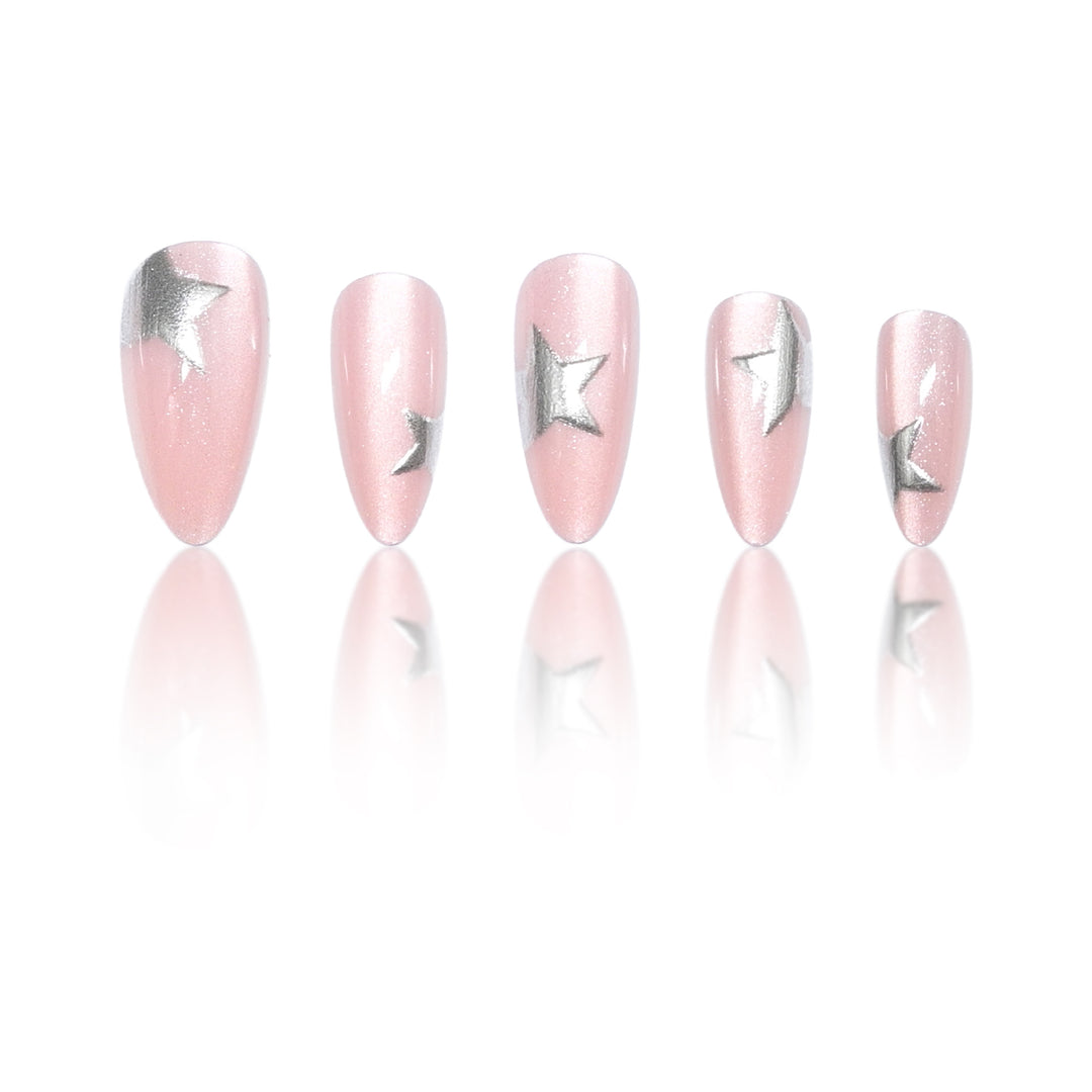 Star-Embellished Stiletto Nail Extensions