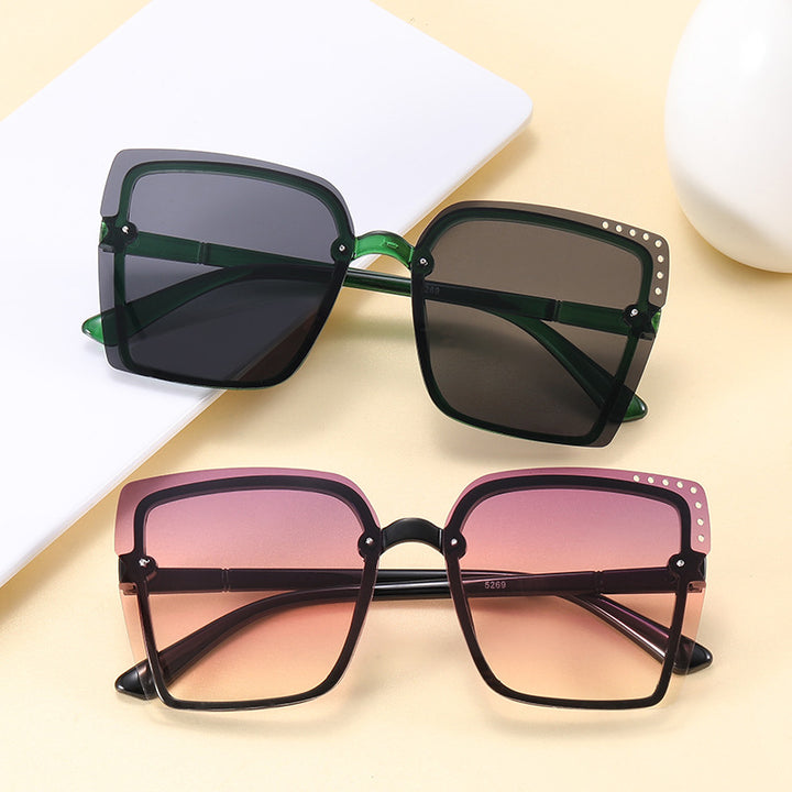Ladies Square Sunglasses with Sparkling Frame Accents Stornfield