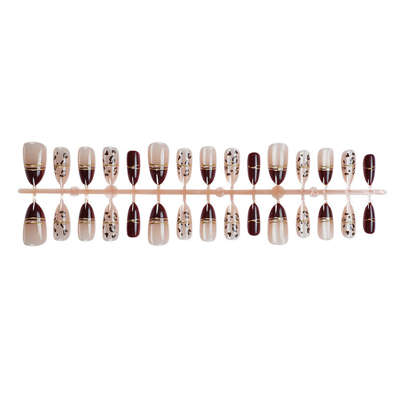 Stylish Press-On Nail Set with Metallic Accents