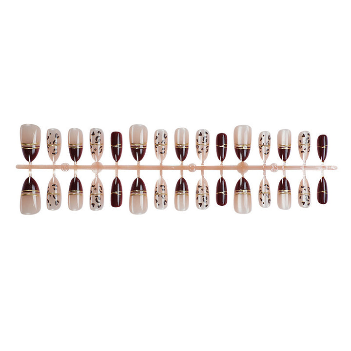 Stylish Press-On Nail Set with Metallic Accents