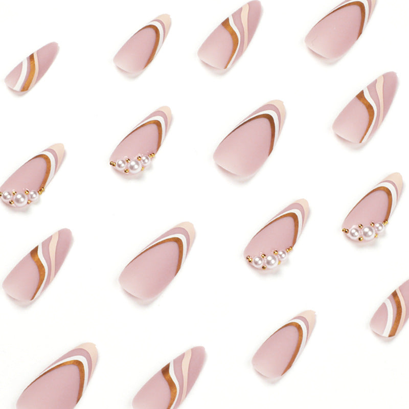 Artistic stiletto nails with elegant wave design Stornfield