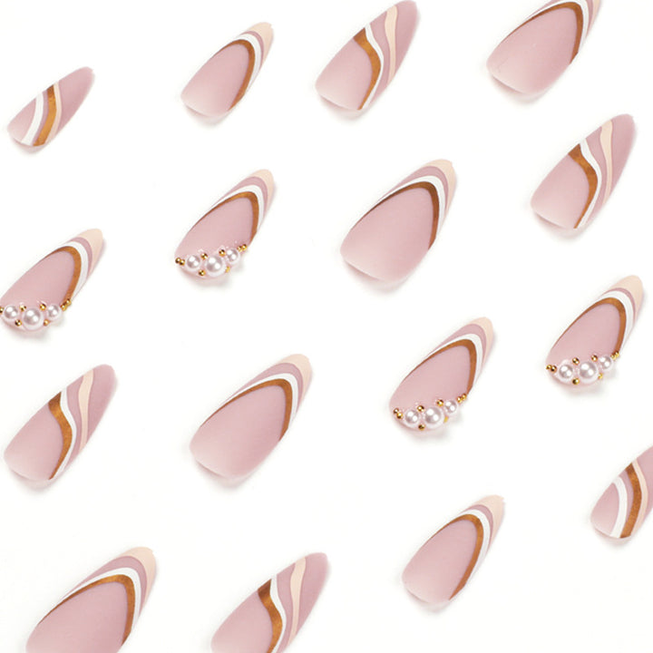 Artistic stiletto nails with elegant wave design Stornfield