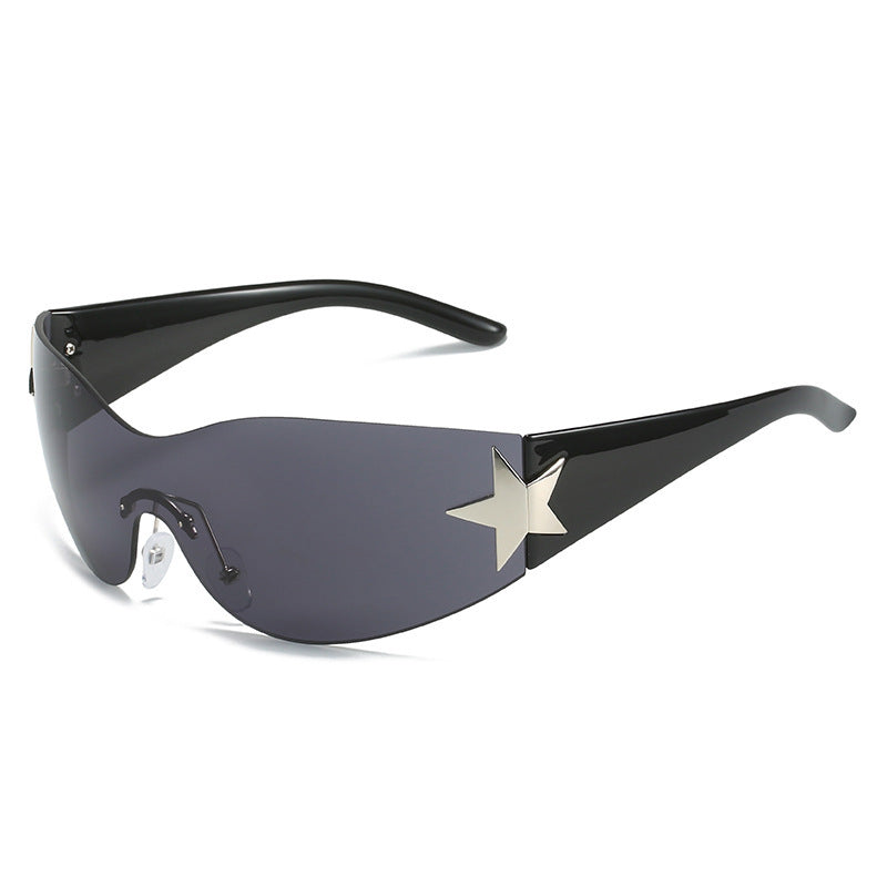 Fashion-Forward Shield Sunglasses with Star Accent Stornfield