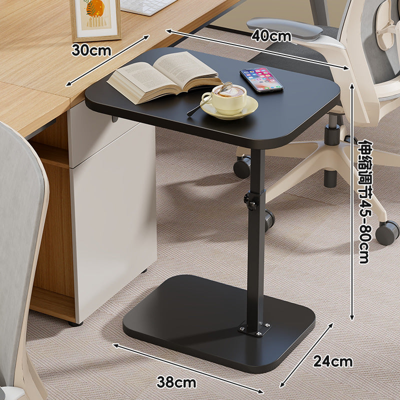 Adjustable Height Portable Side Table with Wood-Effect Top and Heavy-Duty Base