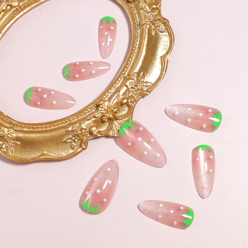 Strawberry-Inspired Artistic Press-On Nail Set Stornfield
