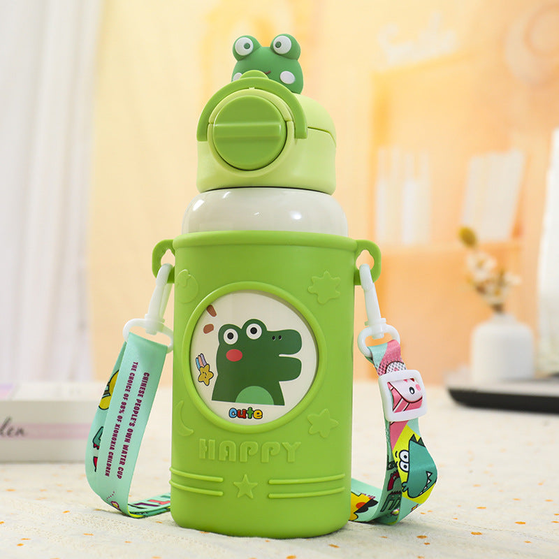 Ladies Insulated Drinking Bottle with Cute Frog Design and Practical Carry Strap Stornfield