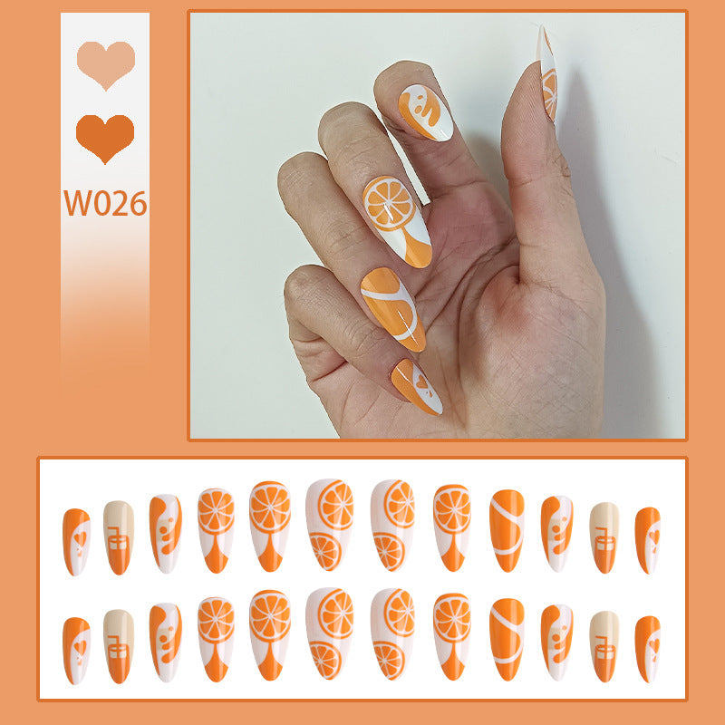 Artificial Nail Set with Fruity Orange Design Stornfield