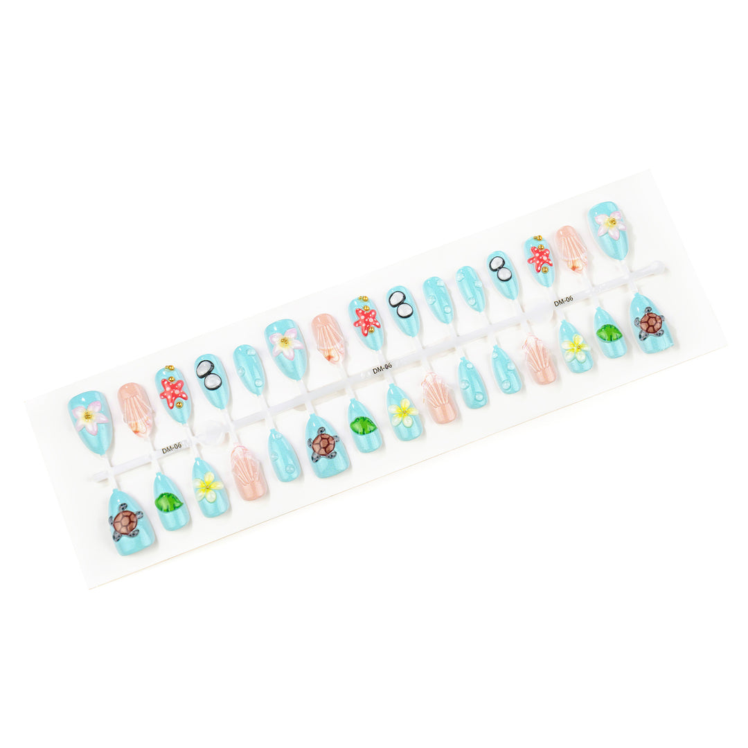 Artistic Summer-Inspired Press-On Nail Art Set Stornfield