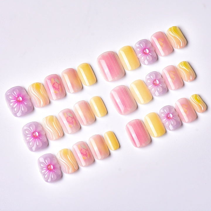 Artistic Floral Press-On Nails Set Stornfield