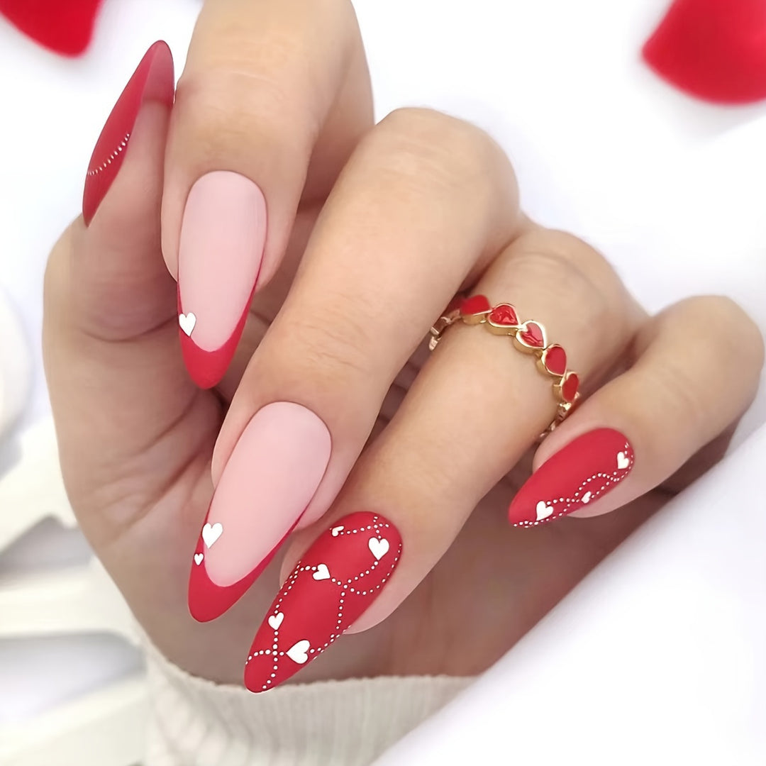 Elegant Heart-Embellished Press-On Nail Art Stornfield