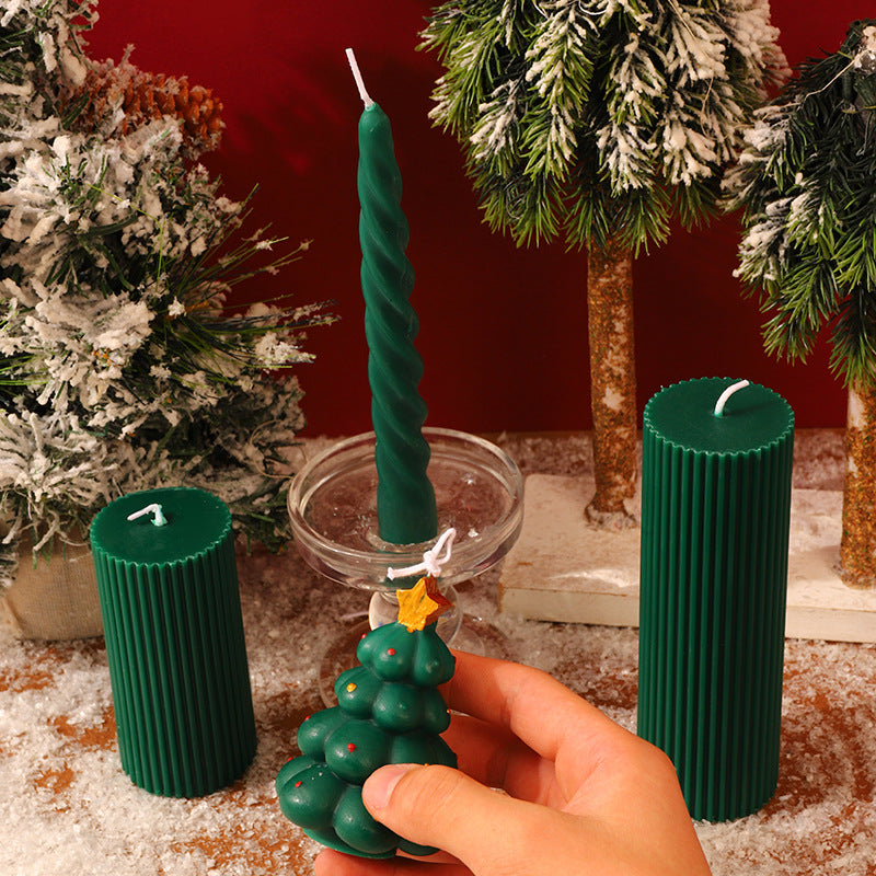 Glass Candle Holders Triple-Height Mantel Centerpiece
