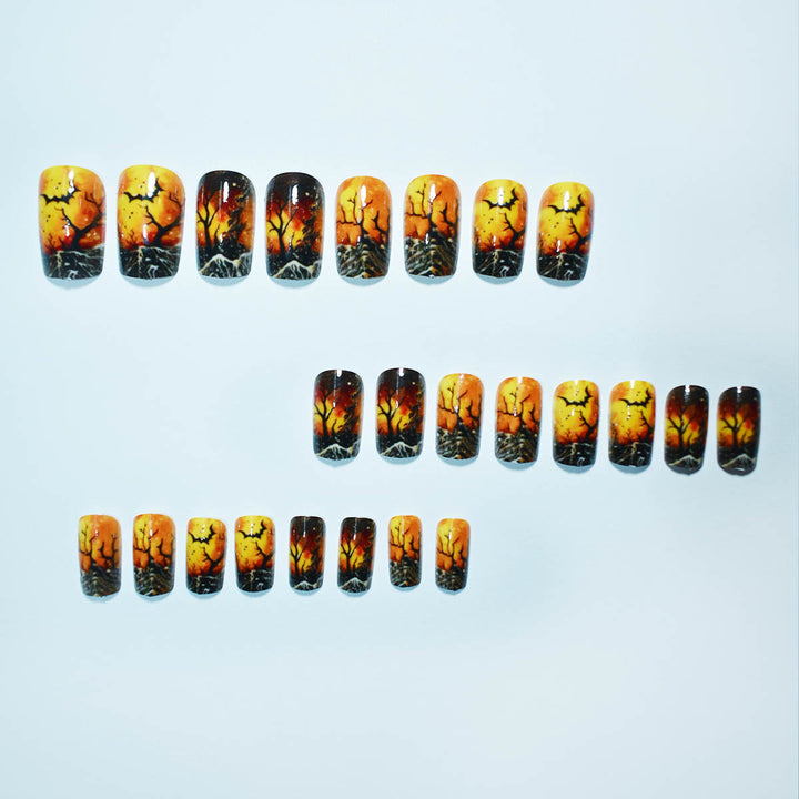 Artistic Halloween-Themed Press-On Nail Set Stornfield