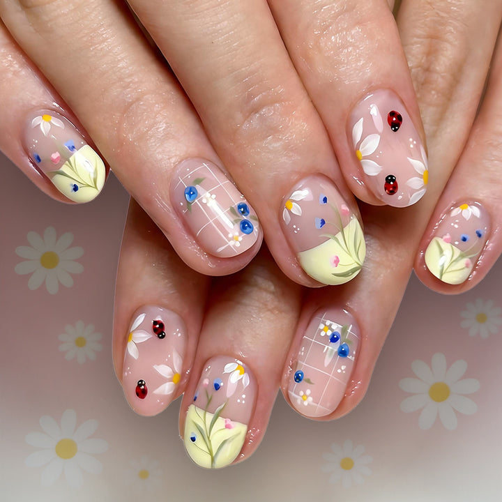 Artistic Floral Press-On Nails Stornfield
