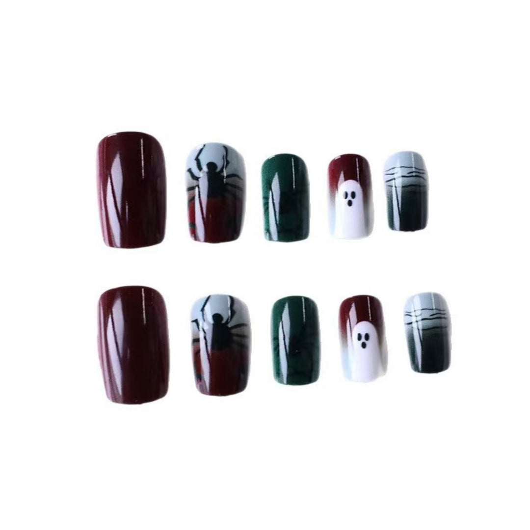 Creepy Art Nails with Spider and Ghost Designs Stornfield