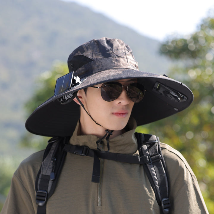 tactical fishing hat with wide brim, mesh ventilation and adjustable chin strap Stornfield