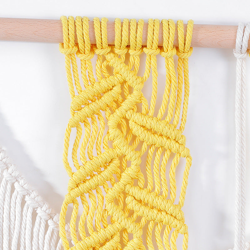 Macrame Wall Hanging with Modern Fringe and Stylish Leaf Elements Stornfield