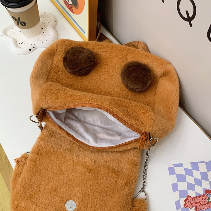 Plush shoulder bag with animal motif and shoulder strap Stornfield