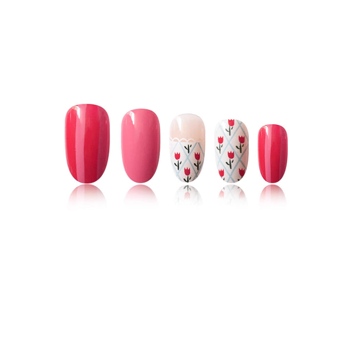 Artistic Floral Patterned Press-On Nail Art Set Stornfield