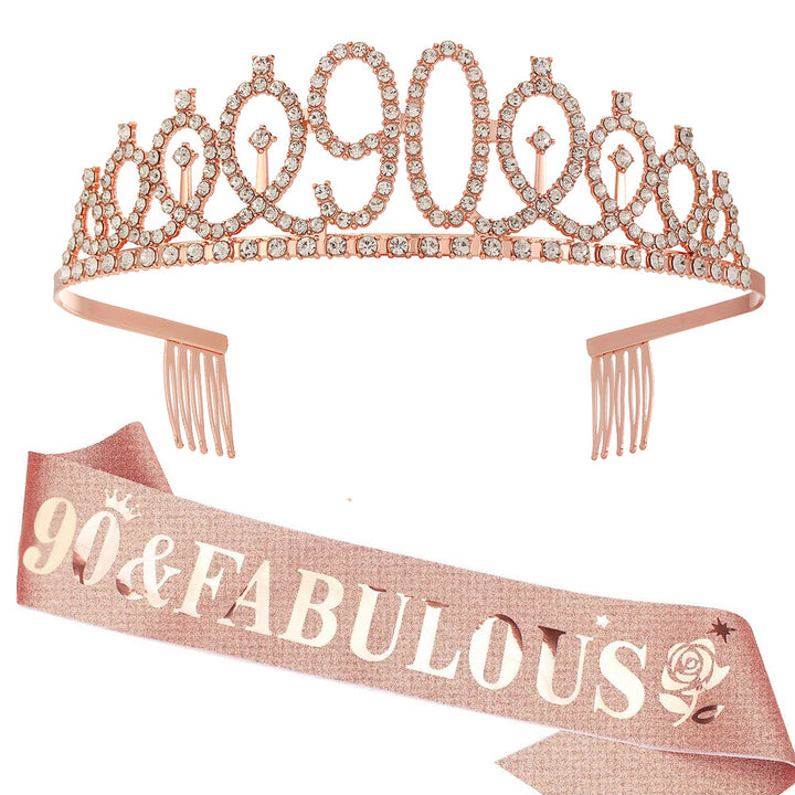 Women's Glittering Birthday Tiara Set with Sash Stornfield