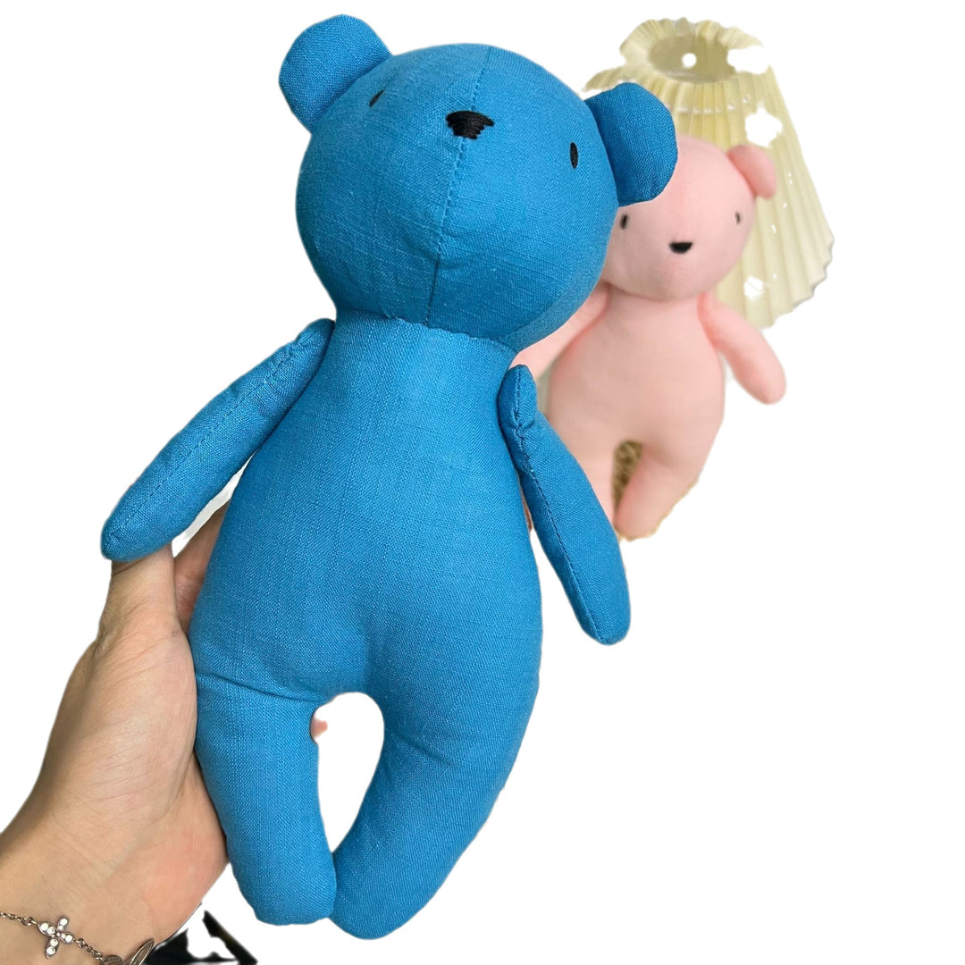 Handcrafted Gingham Linen-Style Teddy Plush Toy