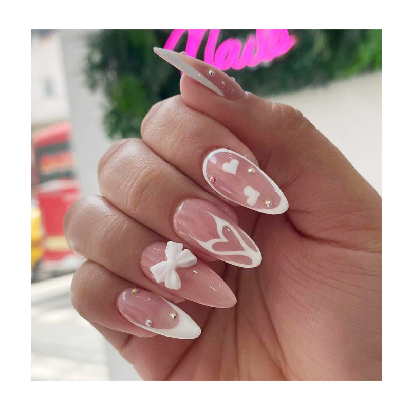 Artistic Heart-Designed Nail Enhancements