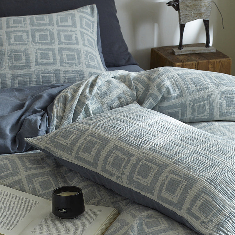Quilted Botanical Cotton-Linen Comforter Set with Textured Floral Matelassé and Envelope Pillow Shams