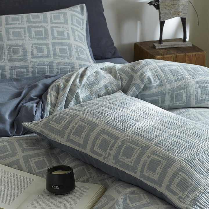 Quilted Botanical Cotton-Linen Comforter Set with Textured Floral Matelassé and Envelope Pillow Shams