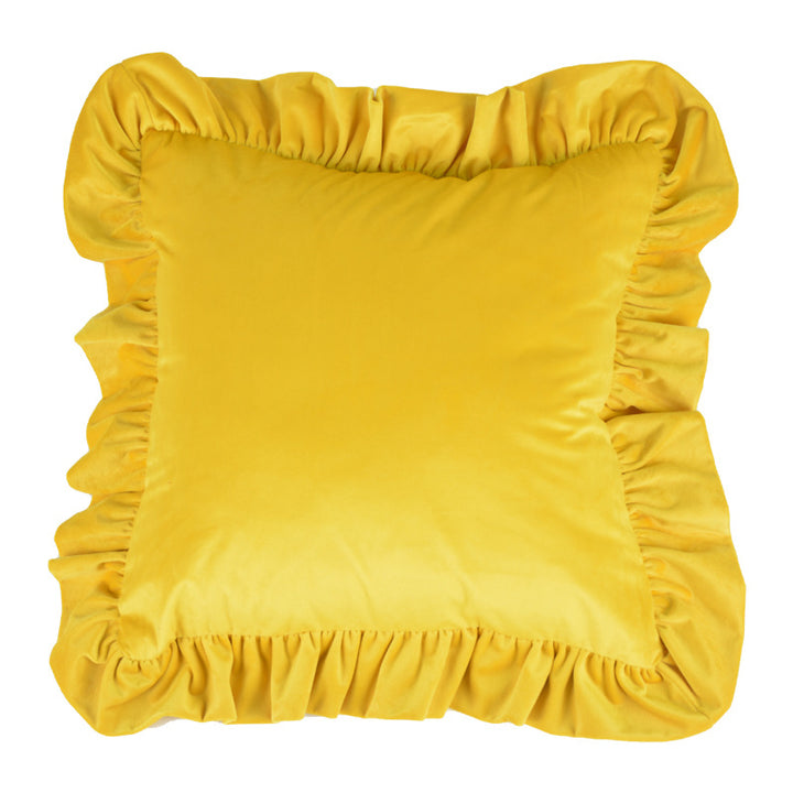 Plush Velvet Ruffled Rectangular Pillow Sham with Hidden Zipper