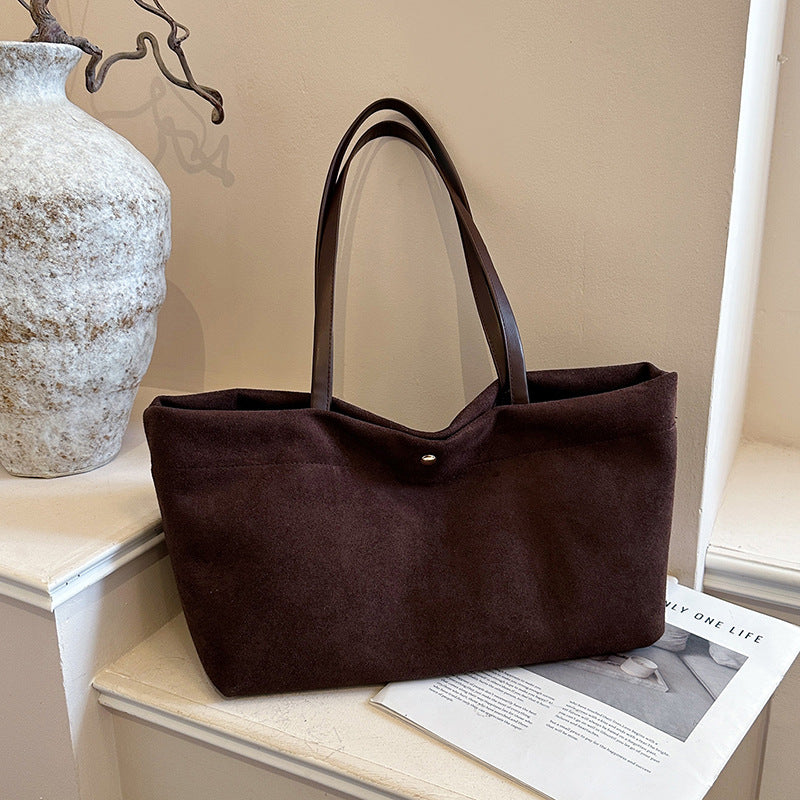 Suede Structured Tote Bag