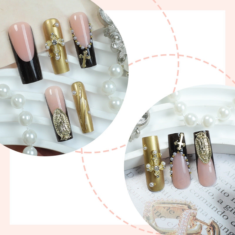 Artistic Press-On Nail Collection with Glamorous Gem Accents Stornfield