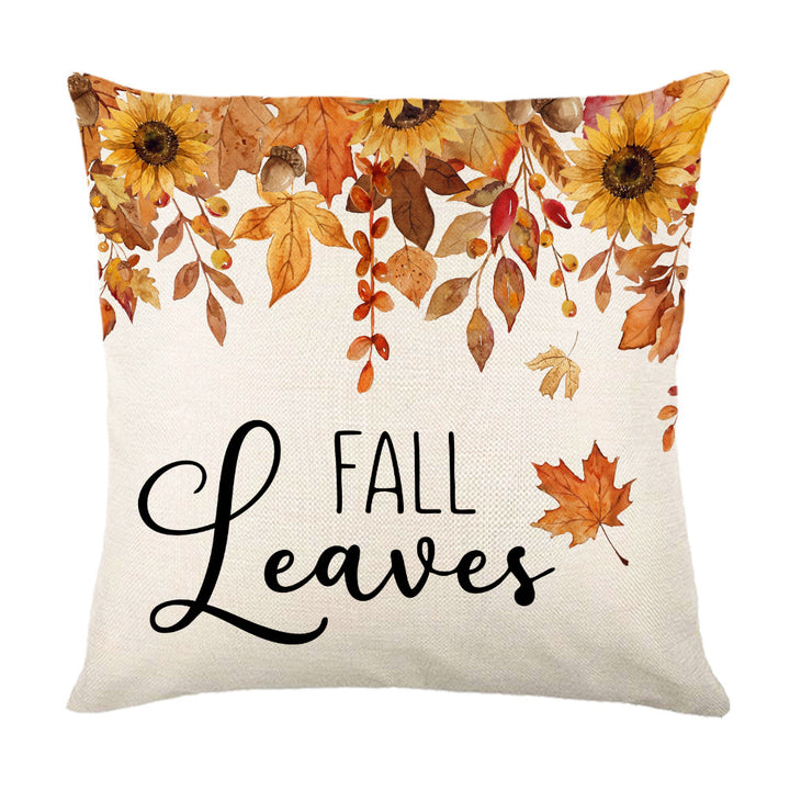 Decorative Autumn Basket Pumpkin Sunflower Square Pillow Cover with Hidden Zipper