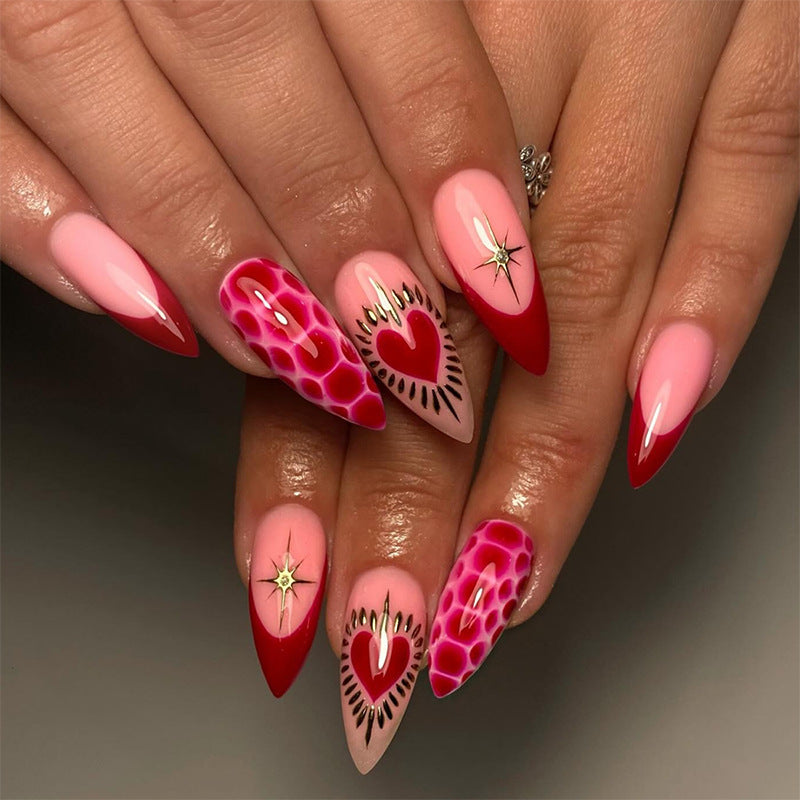 Artistic Heart-Inspired Press-On Nail Art Set Stornfield