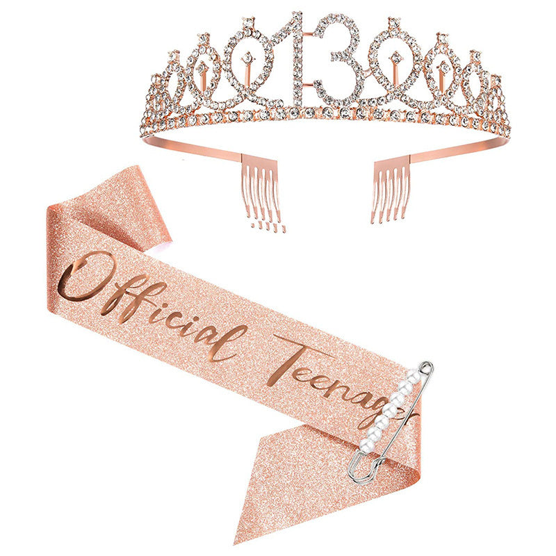 Ladies Sparkling Tiara with personalized 80th Birthday Inscription Stornfield