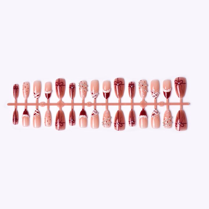 Elegant Gift-Themed Press-On Nail Art Stornfield