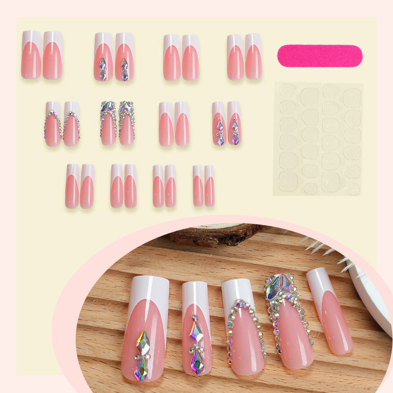 Decorative Press-On Nail Set with Gemstone Accents Stornfield