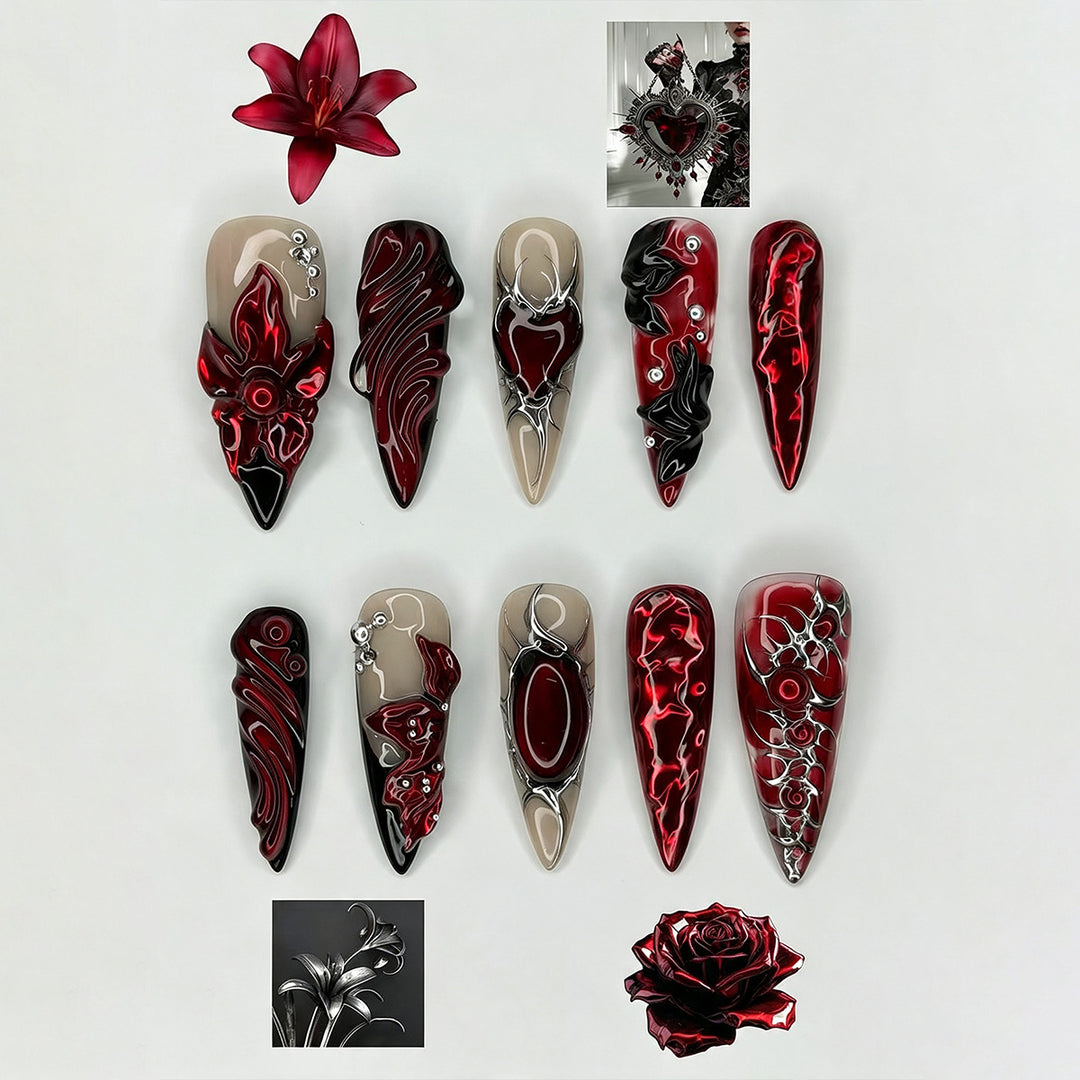 Acrylic nail set with artistic designs Stornfield