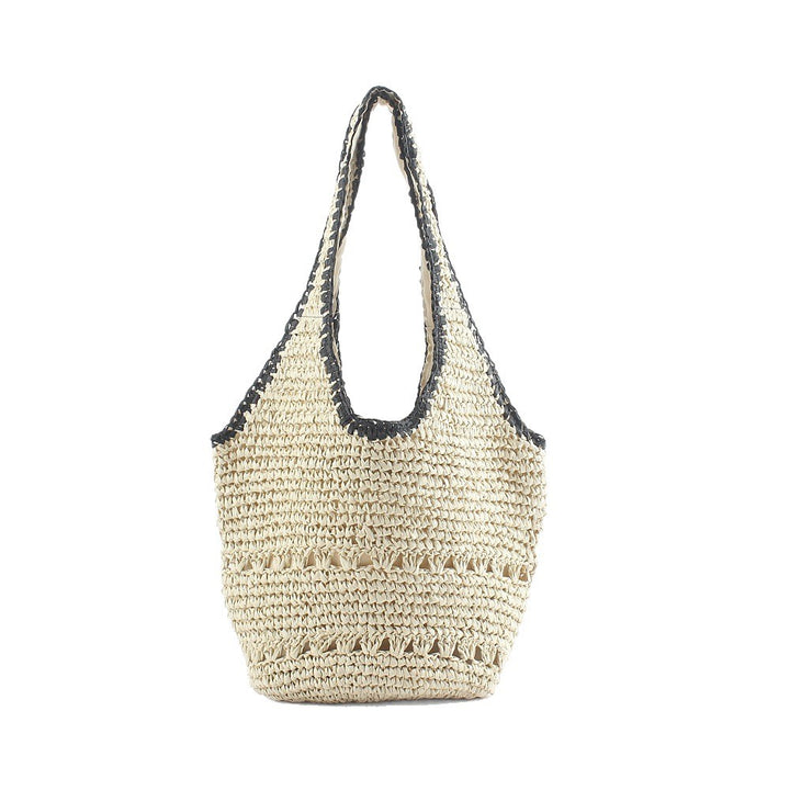 Beach shoulder bag made of hand-woven raffia with elegant lace trims Stornfield