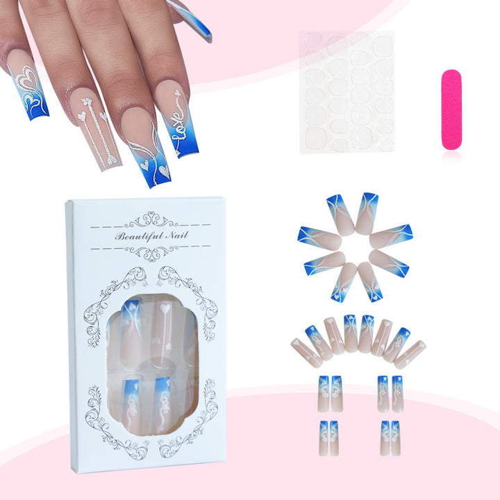 Creative nail art set with elegant heart and gradient patterns Stornfield