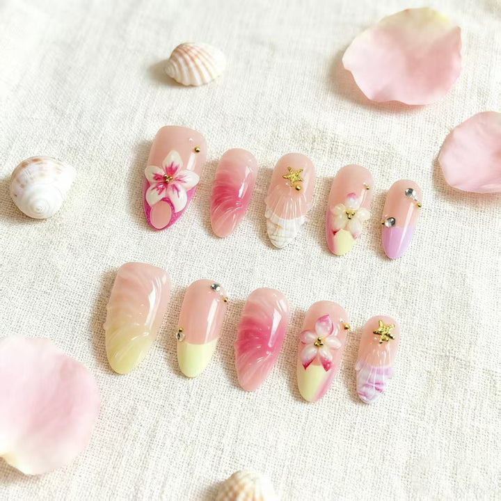 Sea-Inspired Luxury Press-On Nail Art