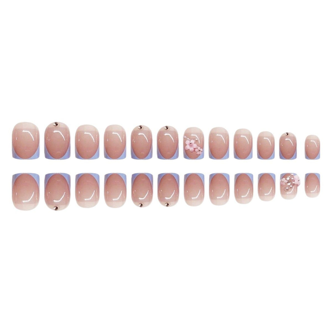 Artistic Press-On Nail Art Set with Floral and Gem Elements Stornfield