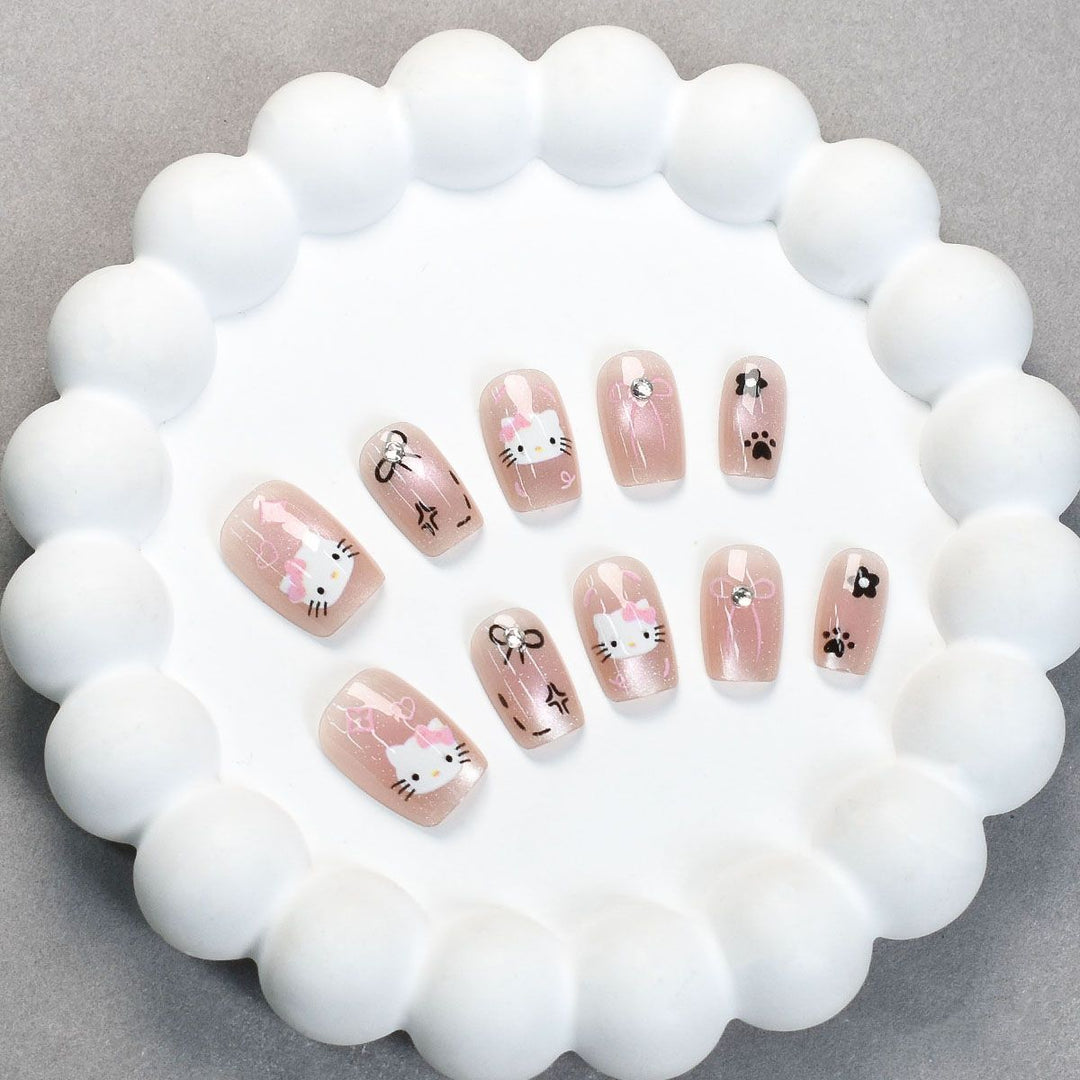 Cute Bunny-Themed Press-On Nail Art Set Stornfield