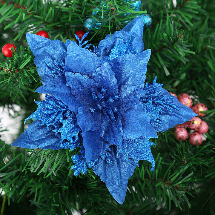 Decorative Glittering Poinsettia Flower Ornament Stornfield
