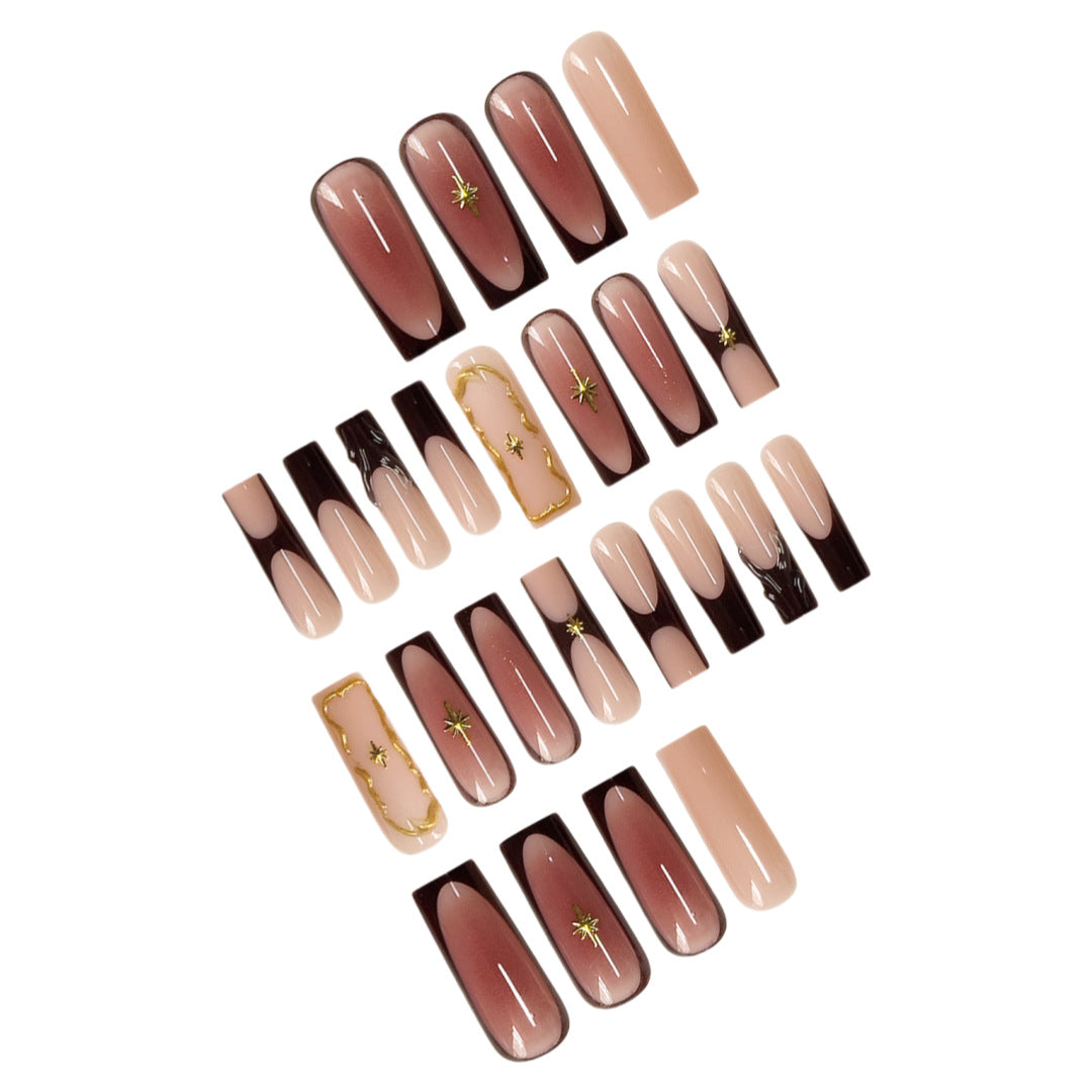 Luxurious Statement Stiletto Press-On Nails with Gold Accents Stornfield