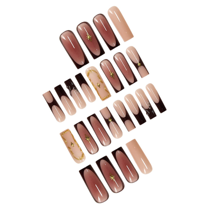 Luxurious Statement Stiletto Press-On Nails with Gold Accents Stornfield