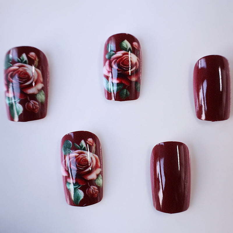 Floral Rose Acrylic Nail Art Stornfield