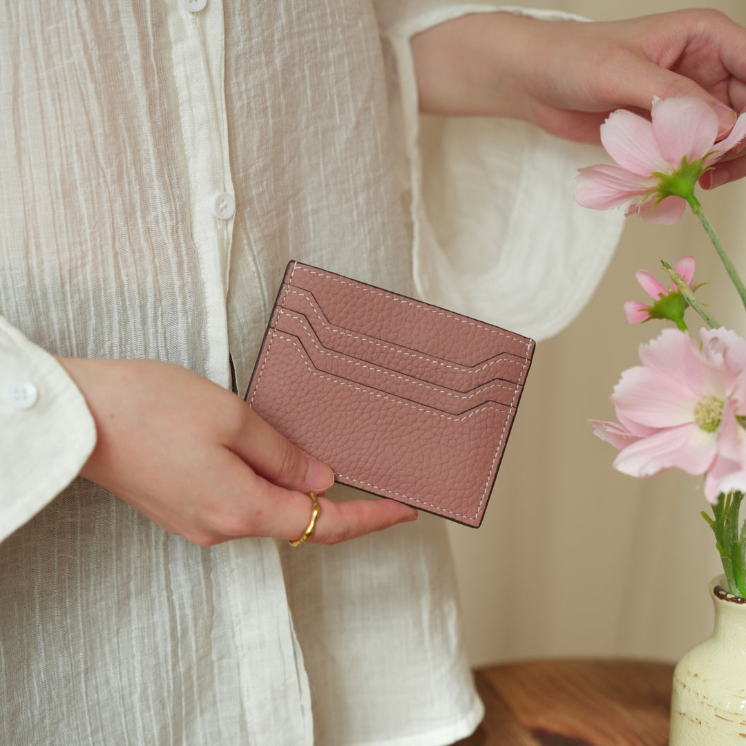Textured Leather Card Holder Wallet
